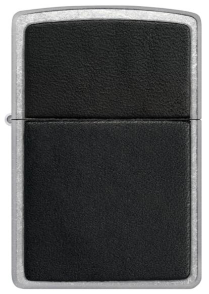 Zippo Street Chrome/Black Leather Plain Emblem