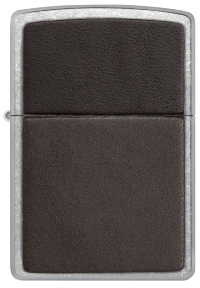 Zippo Street Chrome/Brown Leather Plain Emblem
