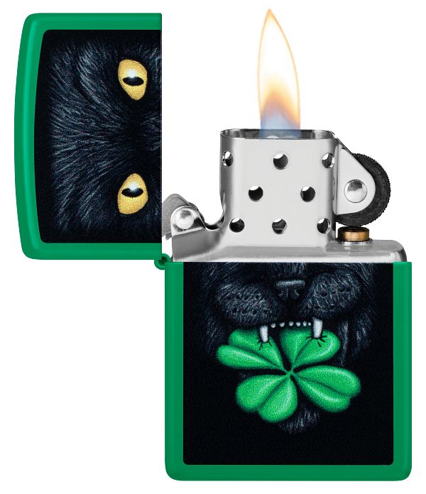 Zippo Lucky Cat Clover Design