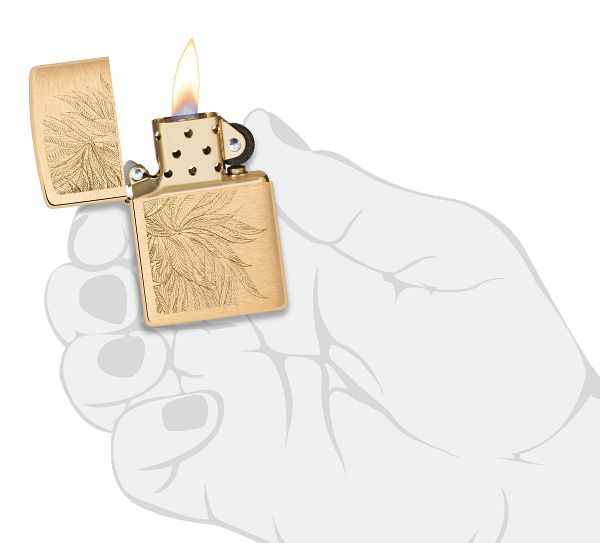Zippo Gold Cannabis Engrave Design