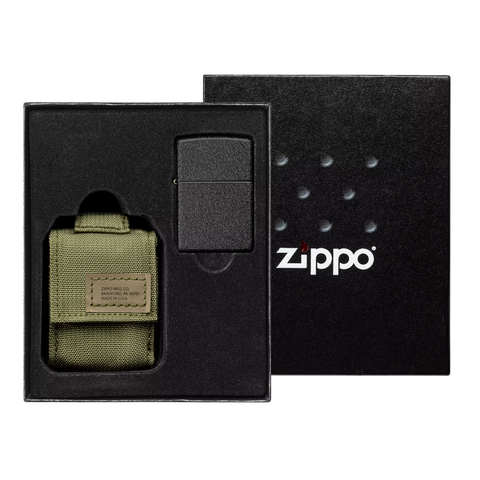 OD Green Pouch and Black Crackle Lighter Gift Set freeshipping - Zippo.ca