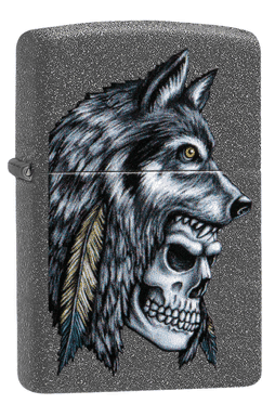 Wolf Skull Feather Design freeshipping - Zippo.ca