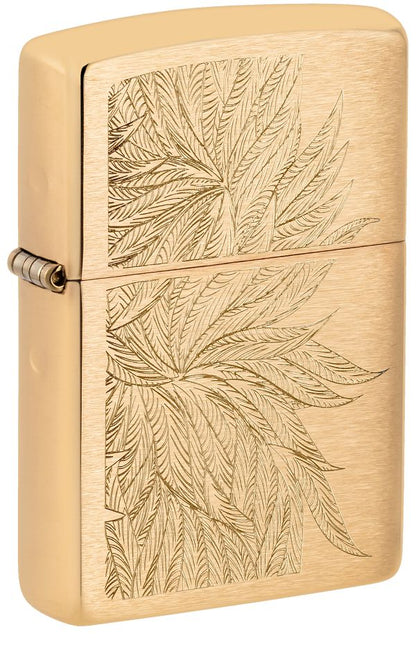 Zippo Gold Cannabis Engrave Design