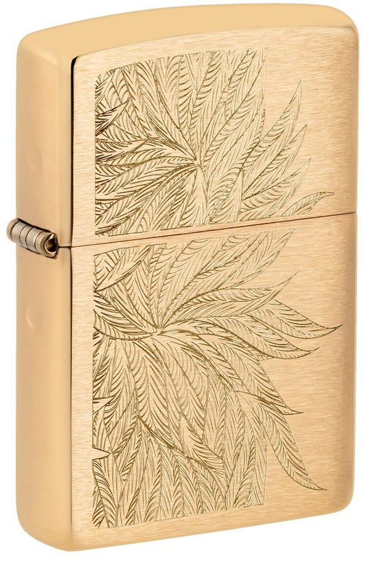 Zippo Gold Cannabis Engrave Design