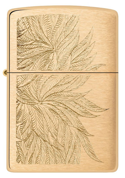 Zippo Gold Cannabis Engrave Design
