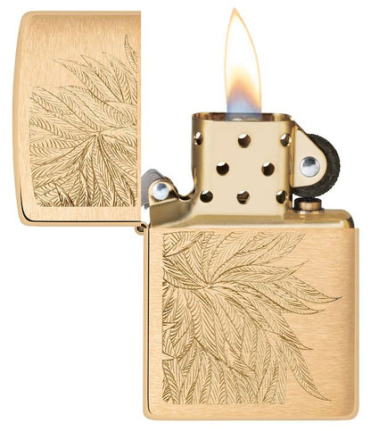 Zippo Gold Cannabis Engrave Design