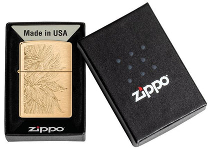 Zippo Gold Cannabis Engrave Design