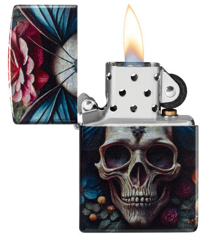 Zippo Horror and Goth Skull Flower