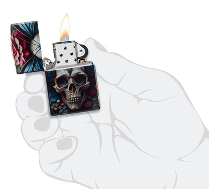 Zippo Horror and Goth Skull Flower