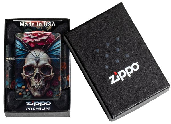 Zippo Horror and Goth Skull Flower