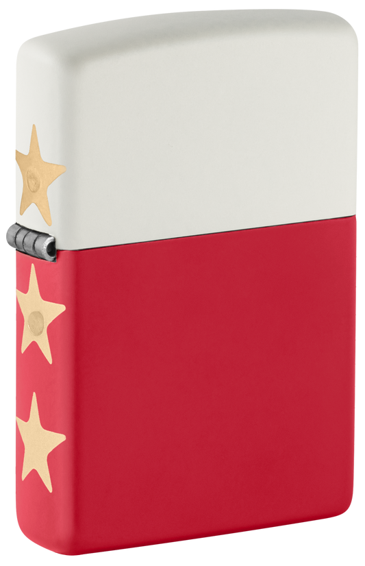 Zippo American 250 Basemodel White Top, Red Bottom with Blue Insert International