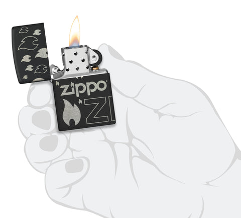 Zippo Design (Black Matte Laser 360) (48908)