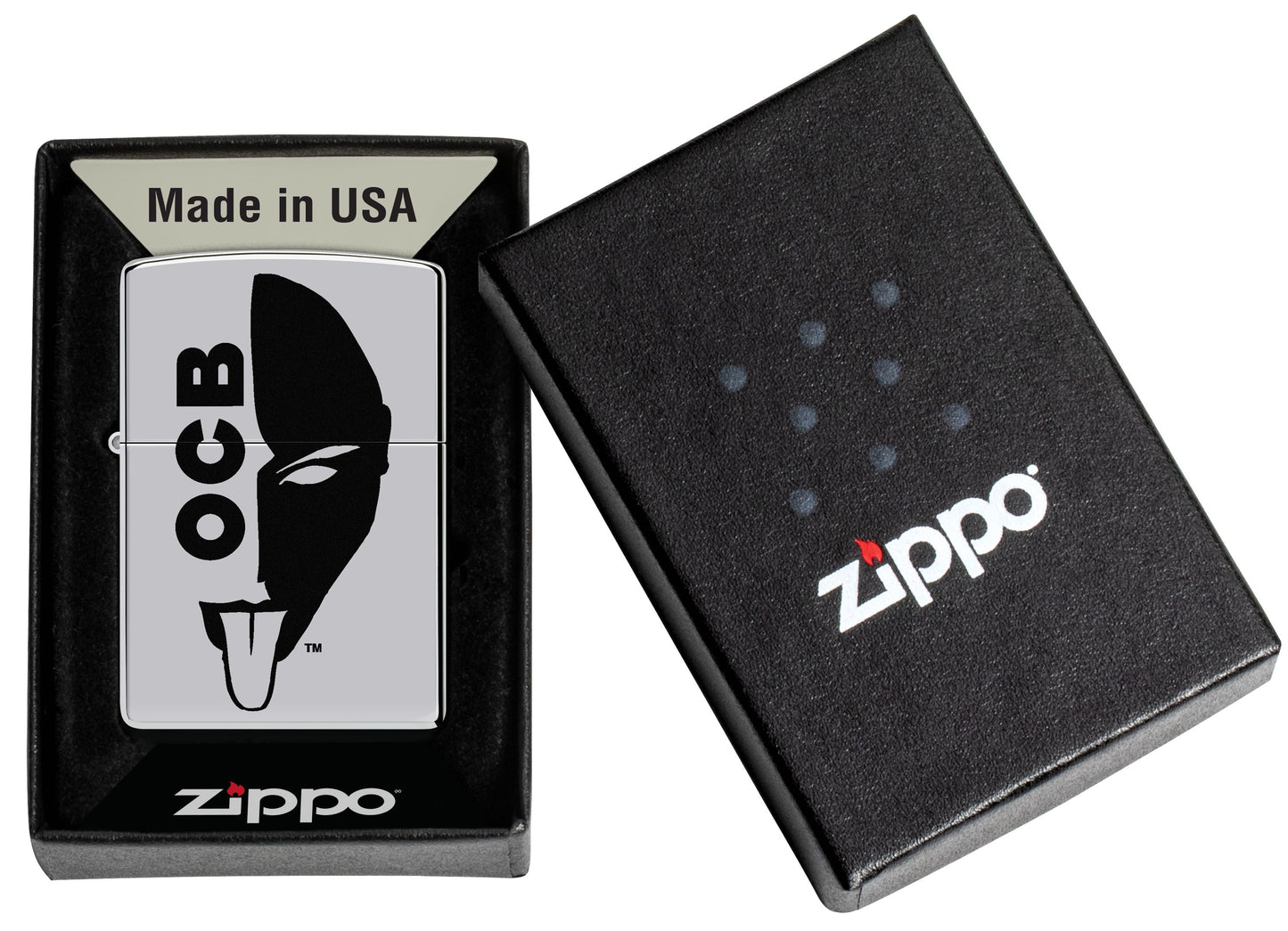 Zippo OCB Reg Demi-face chromée hautement polie (250-109226)