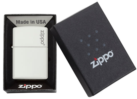 White Matte with Zippo logo freeshipping - Zippo.ca