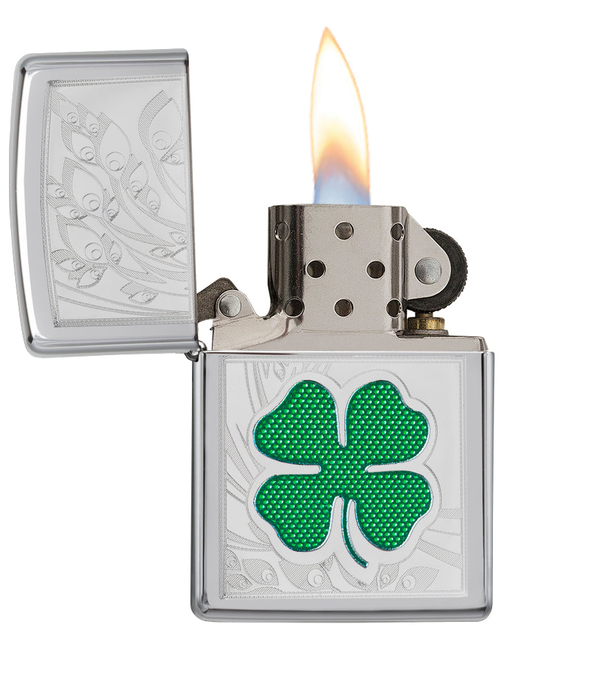 Four Leaf outlet Clover Zippo Lighter, Good Luck Zippo, Irish Zippo, St Patricks Day, Good Luck & Irish Four Leaf Clover Zippo Silver Zippo Lighter