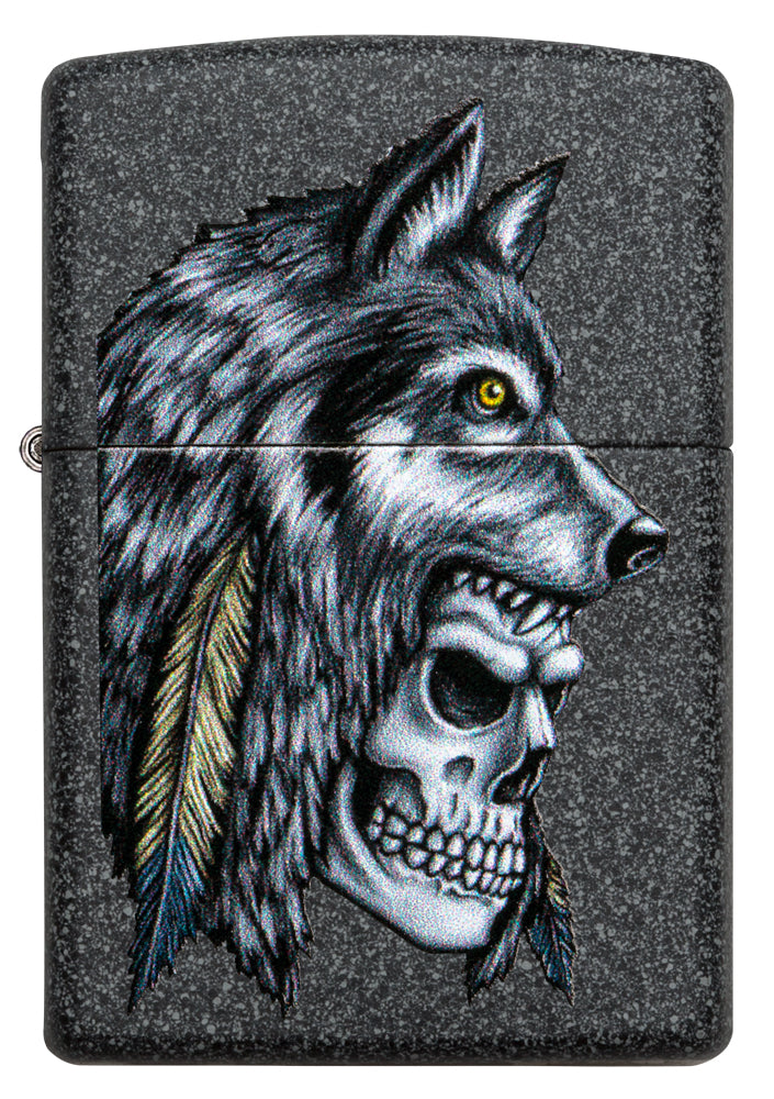 Wolf Skull Feather Design freeshipping - Zippo.ca