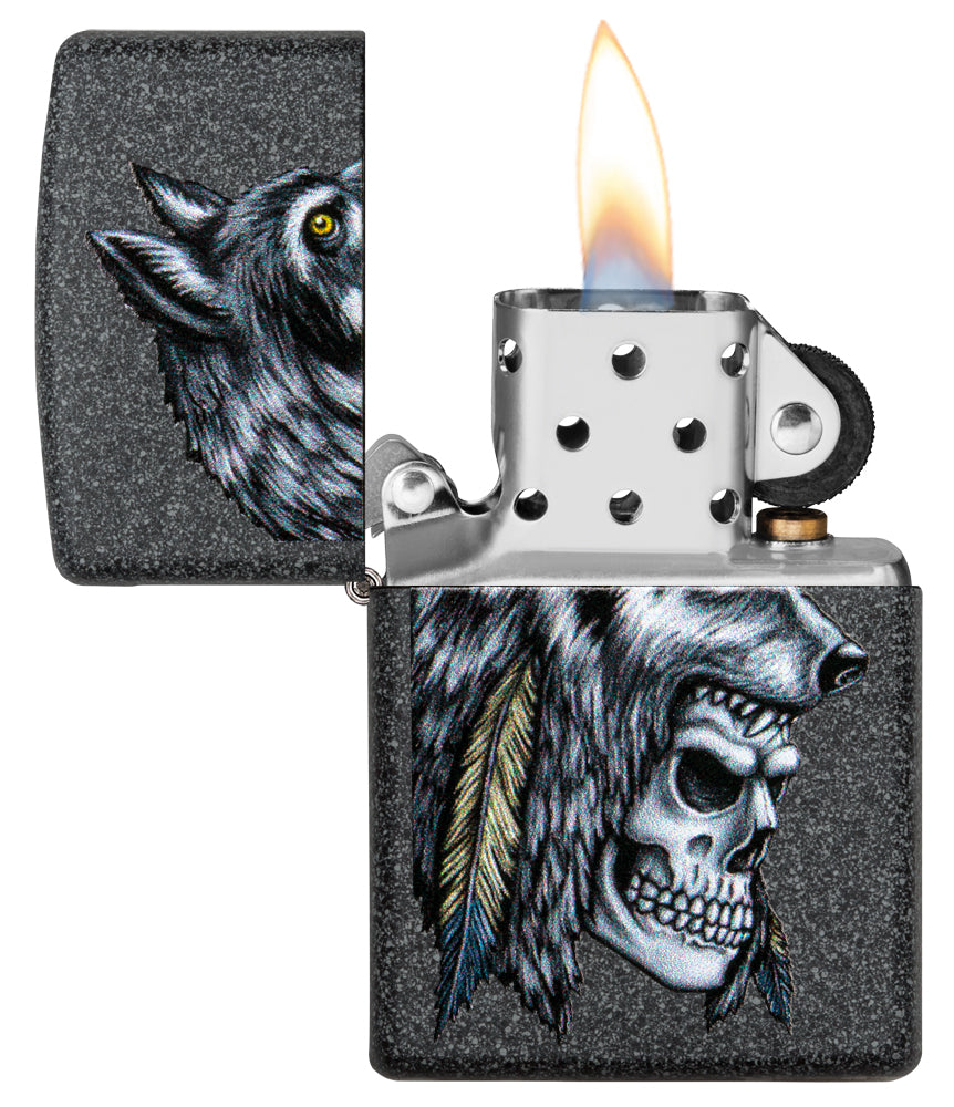 Wolf Skull Feather Design freeshipping - Zippo.ca