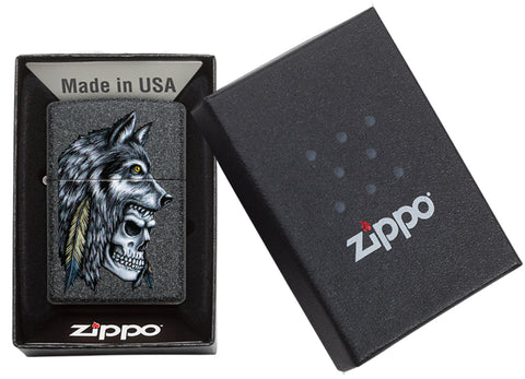 Wolf Skull Feather Design freeshipping - Zippo.ca