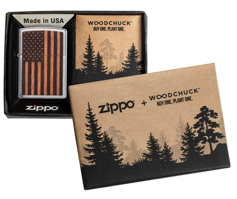 Woodchuck USA Flag - Mahogany Emblem freeshipping - Zippo.ca