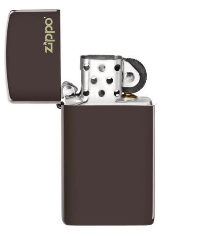 Zippo Slim Brown w/ Zippo Logo (49266ZL)
