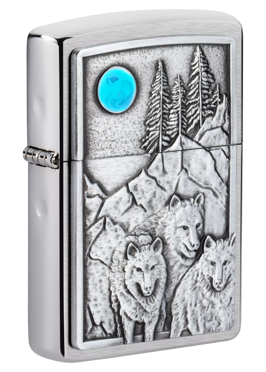 Wolf Pack and Moon Emblem Design freeshipping - Zippo.ca