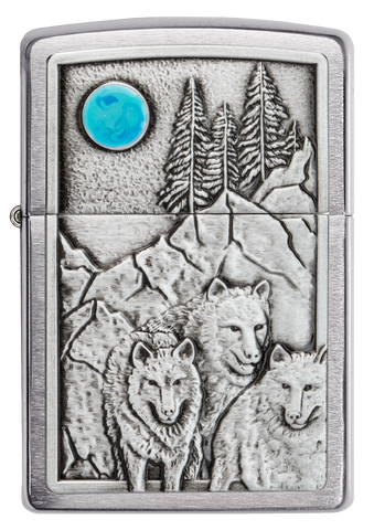 Wolf Pack and Moon Emblem Design freeshipping - Zippo.ca