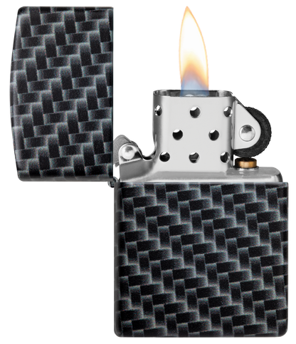 Zippo White Matte, Carbon Fibre Design freeshipping - Zippo.ca