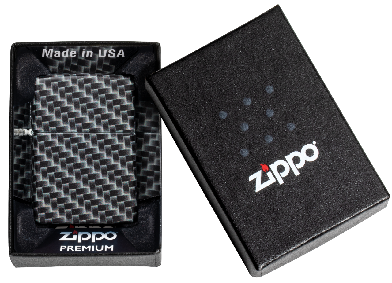 Zippo White Matte, Carbon Fibre Design freeshipping - Zippo.ca