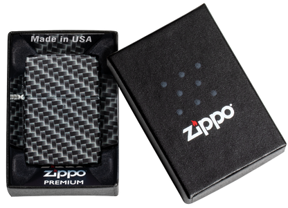 Zippo White Matte, Carbon Fibre Design freeshipping - Zippo.ca