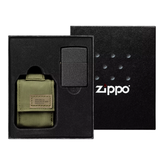 OD Green Pouch and Black Crackle Lighter Gift Set freeshipping - Zippo.ca