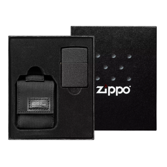 Black Pouch and Black Crackle Lighter Gift Set freeshipping - Zippo.ca