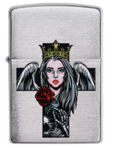 Zippo Brushed Chrome, Angel and Skull Design freeshipping - Zippo.ca